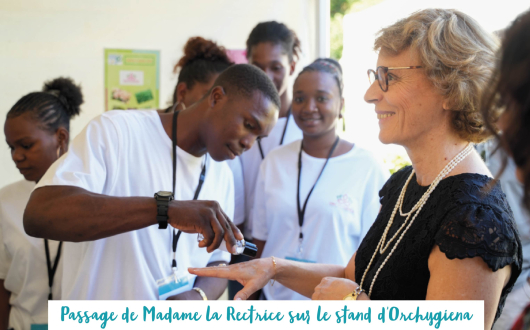 Passage de Madame la Rectrice sur le stand d'Orchygiena