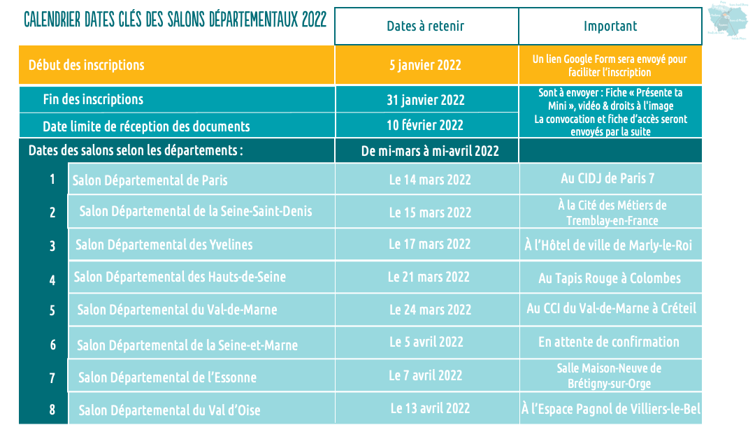 Calendrier EPA IDF Salon Départemental 2022